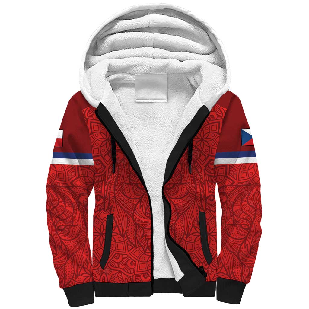 Custom Czech Republic Football Red Version Sherpa Hoodie Go Champion Sporty Style LT18