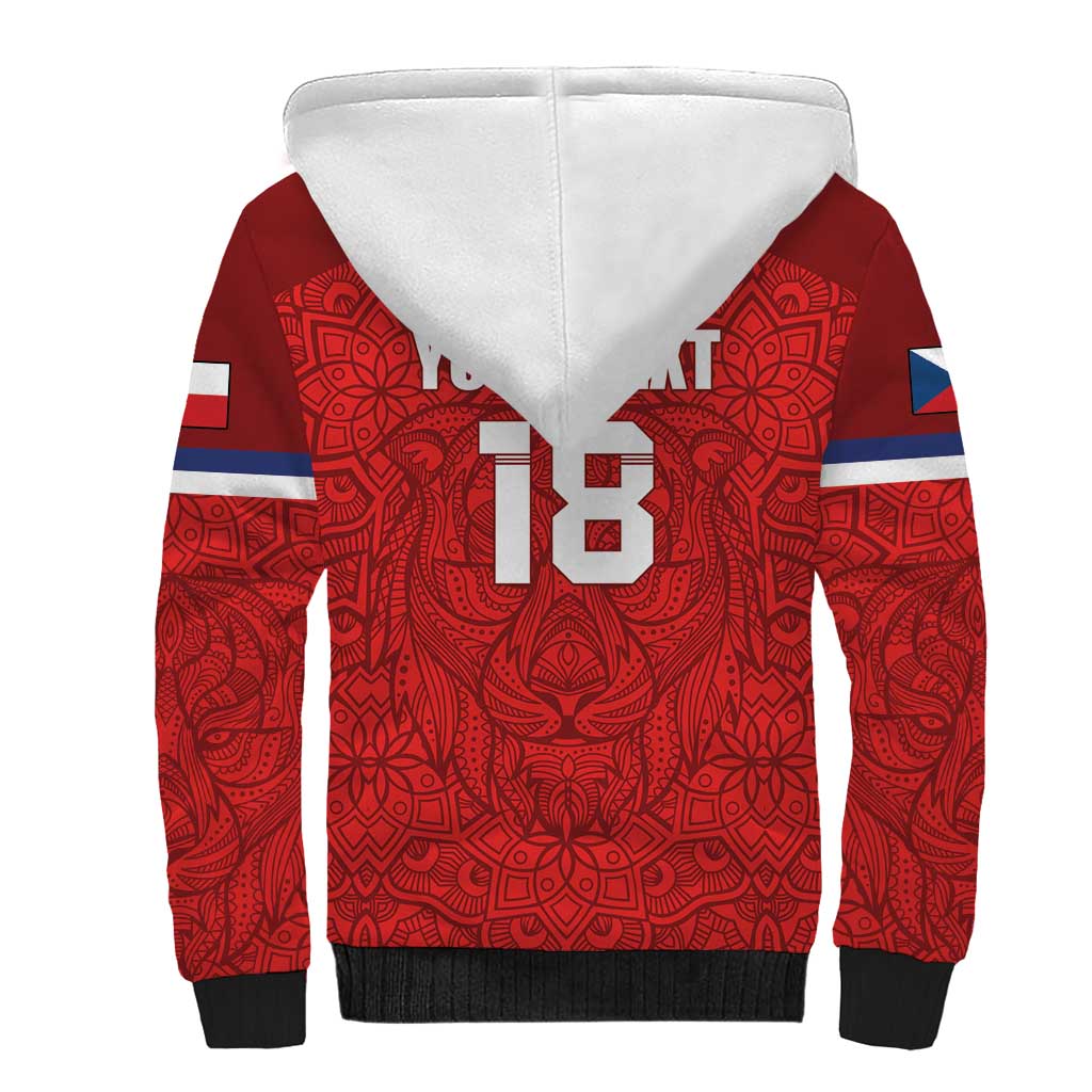 Custom Czech Republic Football Red Version Sherpa Hoodie Go Champion Sporty Style LT18