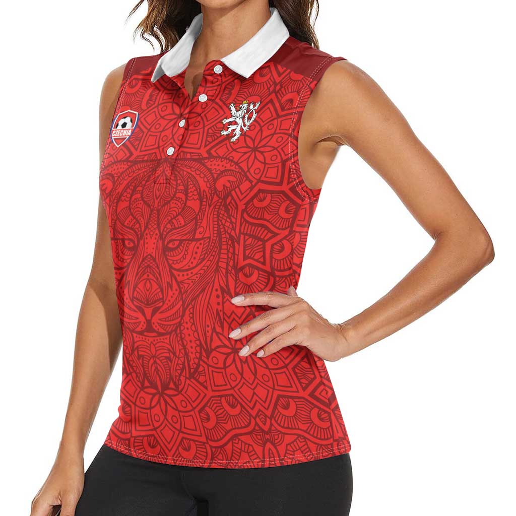 Custom Czech Republic Football Red Version Women Sleeveless Polo Shirt Go Champion Sporty Style LT18