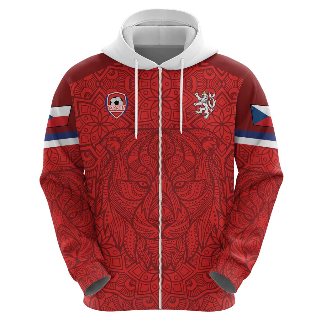 Custom Czech Republic Football Red Version Zip Hoodie Go Champion Sporty Style LT18