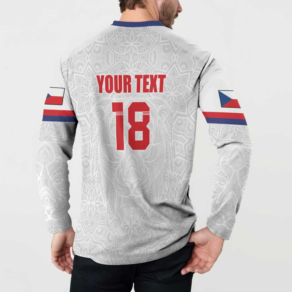 Custom Czech Republic Football White Version Button Sweatshirt Go Champion Sporty Style LT18