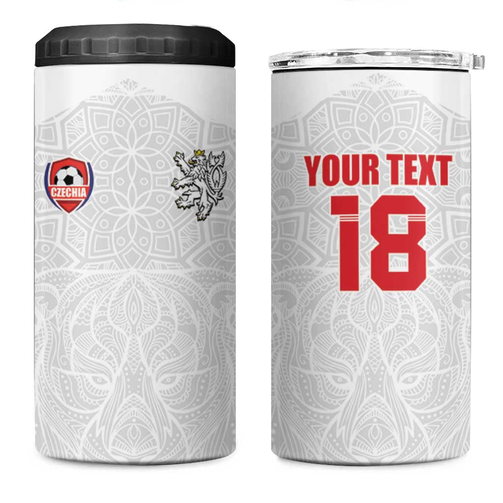 Custom Czech Republic Football White Version 4 in 1 Can Cooler Tumbler Go Champion Sporty Style LT18