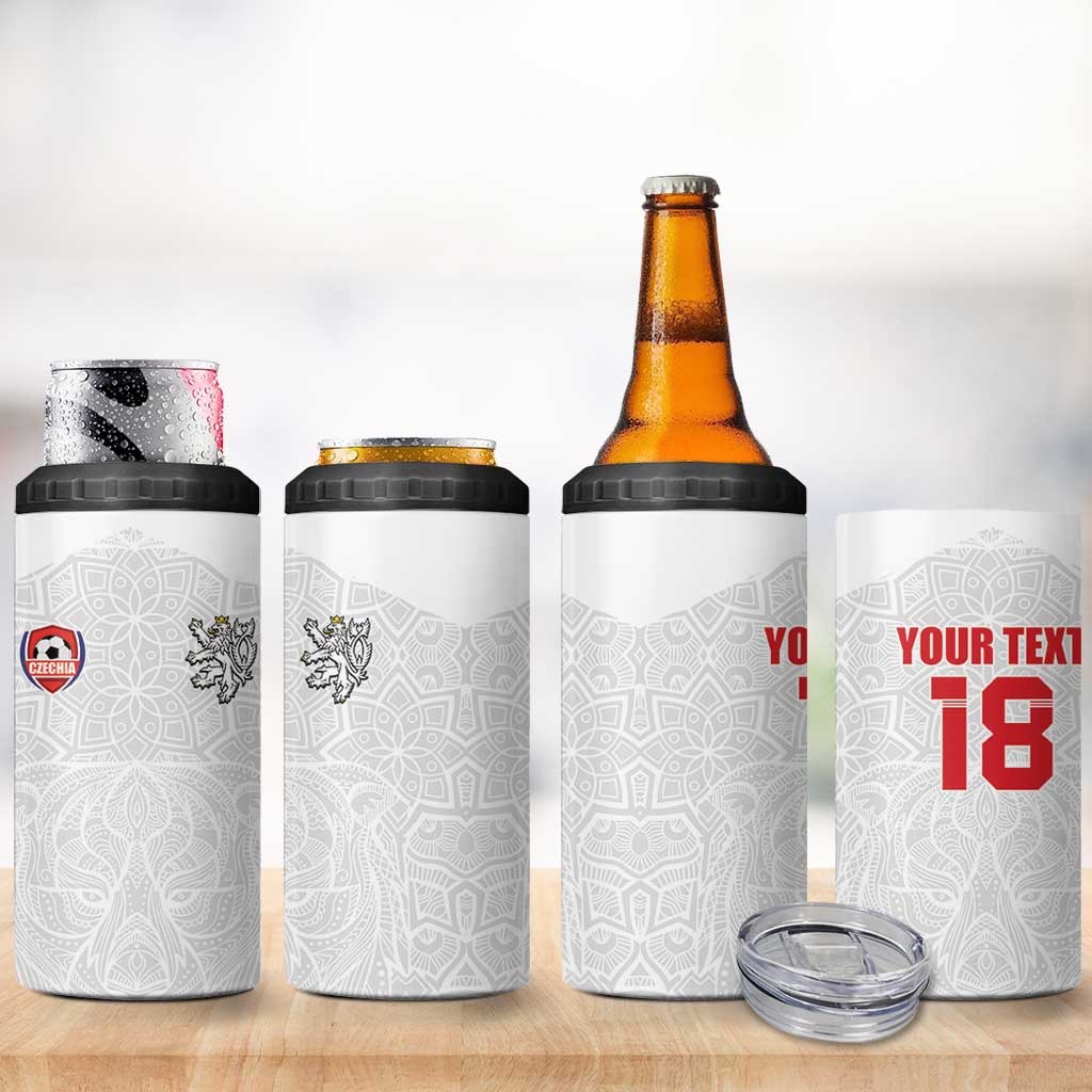 Custom Czech Republic Football White Version 4 in 1 Can Cooler Tumbler Go Champion Sporty Style LT18