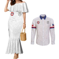 Custom Czech Republic Football White Version Couples Matching Mermaid Dress and Long Sleeve Button Shirt Go Champion Sporty Style LT18