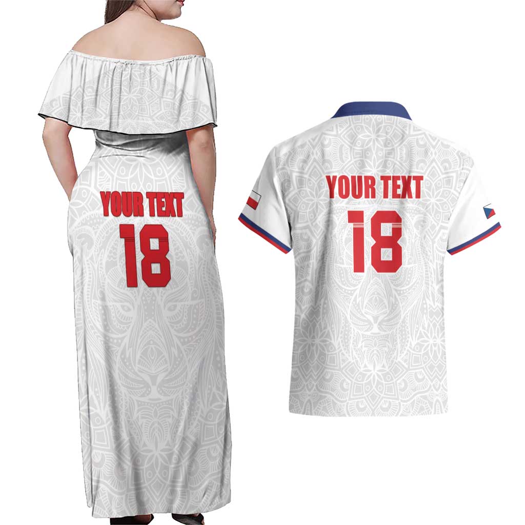 Custom Czech Republic Football White Version Couples Matching Off Shoulder Maxi Dress and Hawaiian Shirt Go Champion Sporty Style LT18