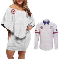 Custom Czech Republic Football White Version Couples Matching Off Shoulder Short Dress and Long Sleeve Button Shirt Go Champion Sporty Style LT18