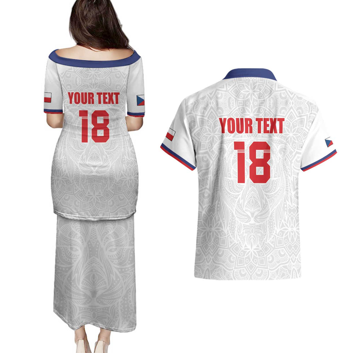 Custom Czech Republic Football White Version Couples Matching Puletasi and Hawaiian Shirt Go Champion Sporty Style LT18