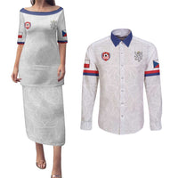 Custom Czech Republic Football White Version Couples Matching Puletasi and Long Sleeve Button Shirt Go Champion Sporty Style LT18