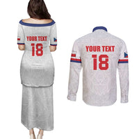 Custom Czech Republic Football White Version Couples Matching Puletasi and Long Sleeve Button Shirt Go Champion Sporty Style LT18