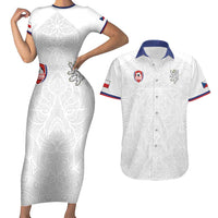 Custom Czech Republic Football White Version Couples Matching Short Sleeve Bodycon Dress and Hawaiian Shirt Go Champion Sporty Style LT18