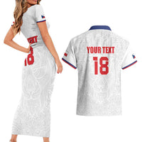 Custom Czech Republic Football White Version Couples Matching Short Sleeve Bodycon Dress and Hawaiian Shirt Go Champion Sporty Style LT18