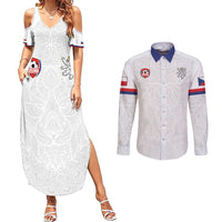 Custom Czech Republic Football White Version Couples Matching Summer Maxi Dress and Long Sleeve Button Shirt Go Champion Sporty Style LT18