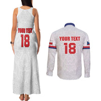 Custom Czech Republic Football White Version Couples Matching Tank Maxi Dress and Long Sleeve Button Shirt Go Champion Sporty Style LT18