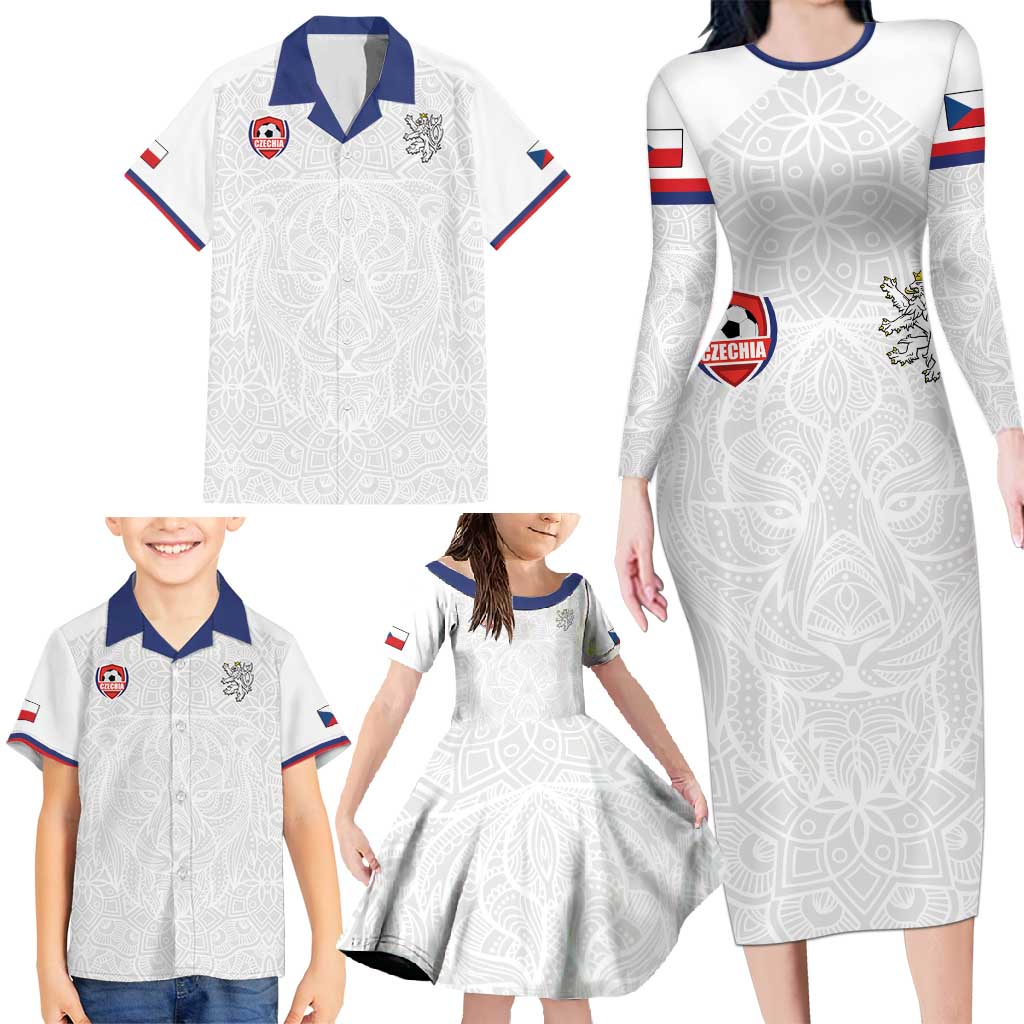 Custom Czech Republic Football White Version Family Matching Long Sleeve Bodycon Dress and Hawaiian Shirt Go Champion Sporty Style LT18
