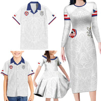 Custom Czech Republic Football White Version Family Matching Long Sleeve Bodycon Dress and Hawaiian Shirt Go Champion Sporty Style LT18
