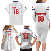 Custom Czech Republic Football White Version Family Matching Long Sleeve Bodycon Dress and Hawaiian Shirt Go Champion Sporty Style LT18