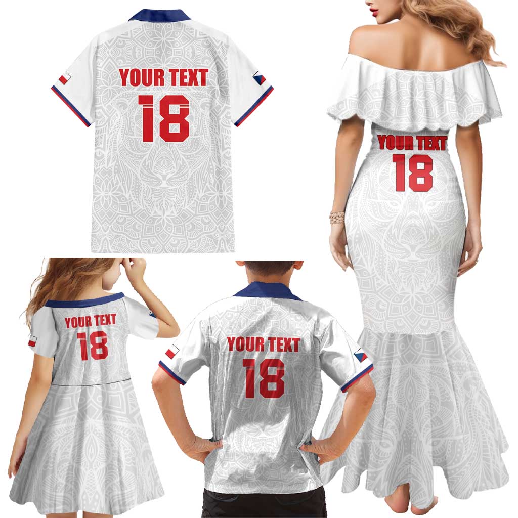 Custom Czech Republic Football White Version Family Matching Mermaid Dress and Hawaiian Shirt Go Champion Sporty Style LT18