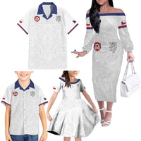 Custom Czech Republic Football White Version Family Matching Off The Shoulder Long Sleeve Dress and Hawaiian Shirt Go Champion Sporty Style LT18