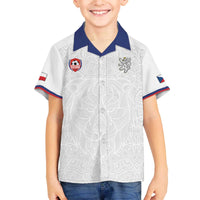 Custom Czech Republic Football White Version Family Matching Off The Shoulder Long Sleeve Dress and Hawaiian Shirt Go Champion Sporty Style LT18