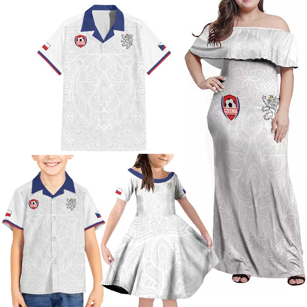 Custom Czech Republic Football White Version Family Matching Off Shoulder Maxi Dress and Hawaiian Shirt Go Champion Sporty Style LT18