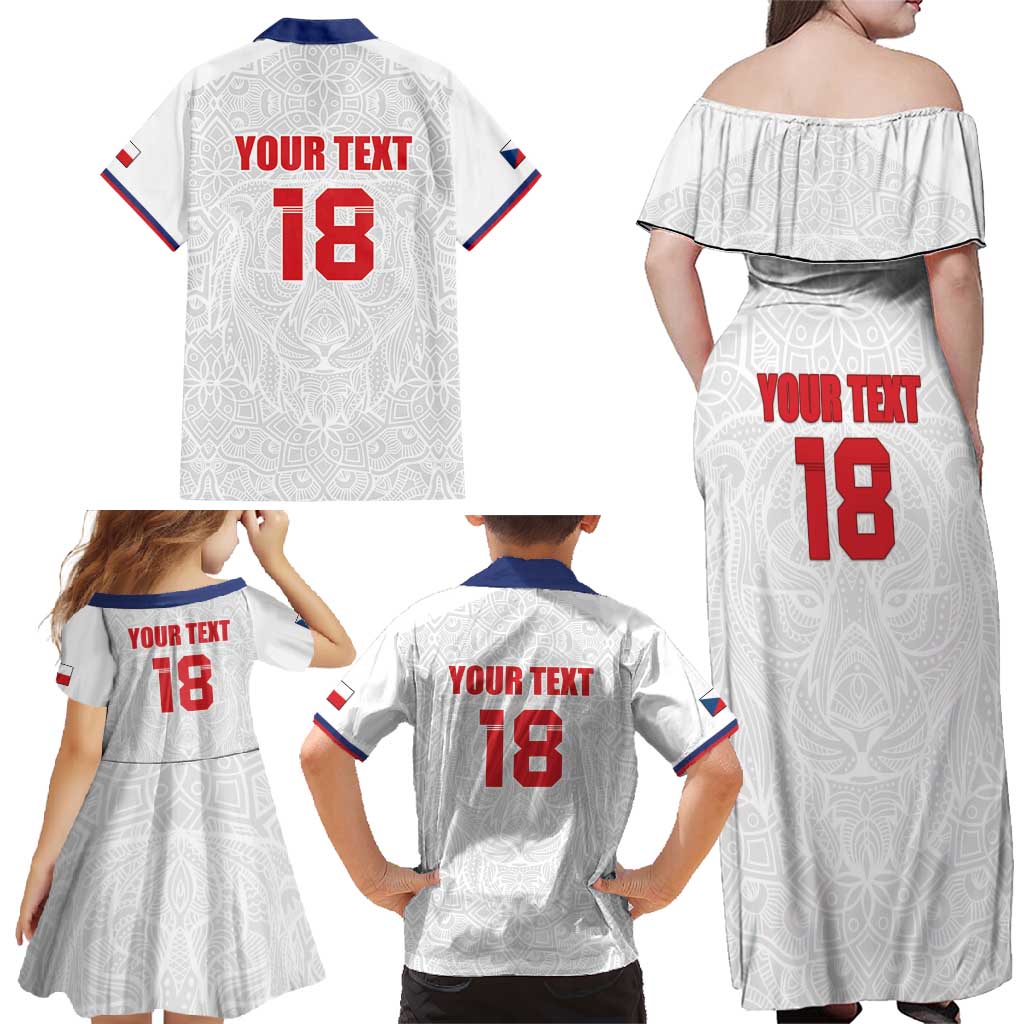 Custom Czech Republic Football White Version Family Matching Off Shoulder Maxi Dress and Hawaiian Shirt Go Champion Sporty Style LT18