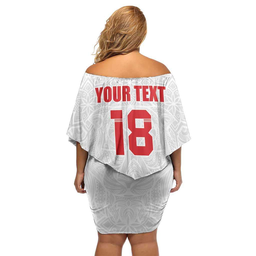 Custom Czech Republic Football White Version Family Matching Off Shoulder Short Dress and Hawaiian Shirt Go Champion Sporty Style LT18