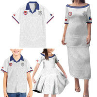 Custom Czech Republic Football White Version Family Matching Puletasi and Hawaiian Shirt Go Champion Sporty Style LT18