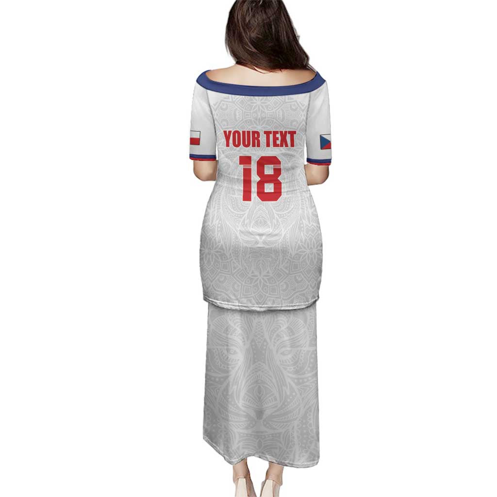 Custom Czech Republic Football White Version Family Matching Puletasi and Hawaiian Shirt Go Champion Sporty Style LT18