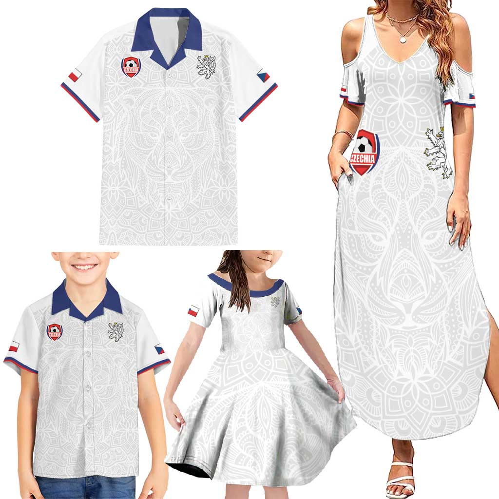Custom Czech Republic Football White Version Family Matching Summer Maxi Dress and Hawaiian Shirt Go Champion Sporty Style LT18