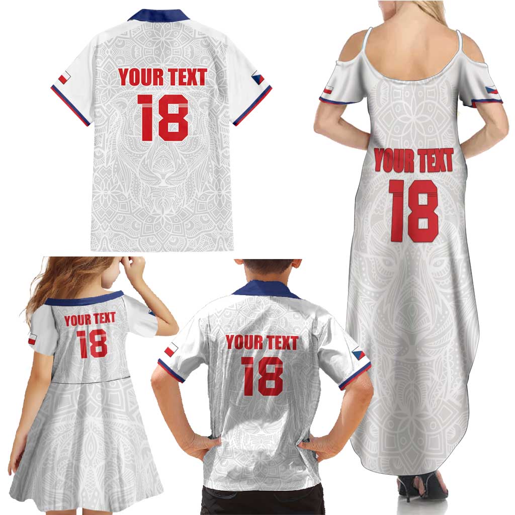 Custom Czech Republic Football White Version Family Matching Summer Maxi Dress and Hawaiian Shirt Go Champion Sporty Style LT18