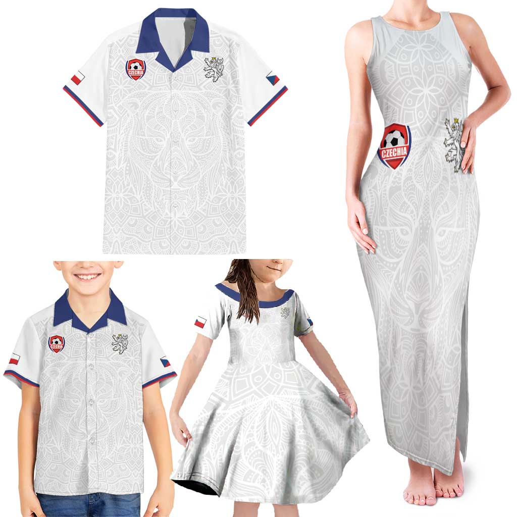 Custom Czech Republic Football White Version Family Matching Tank Maxi Dress and Hawaiian Shirt Go Champion Sporty Style LT18