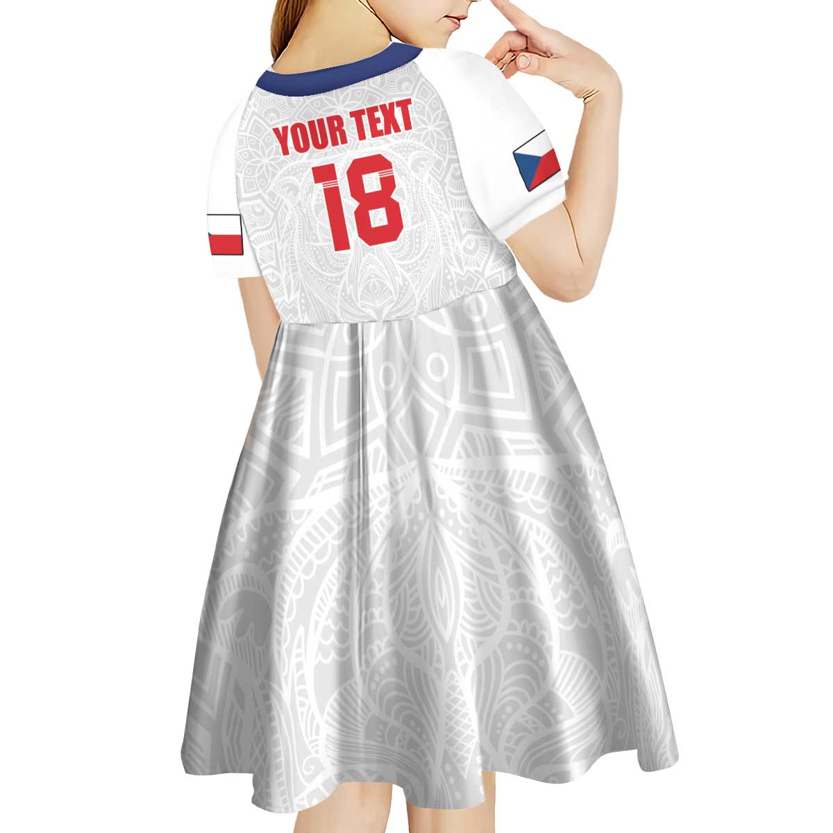 Custom Czech Republic Football White Version Kid Short Sleeve Dress Go Champion Sporty Style LT18