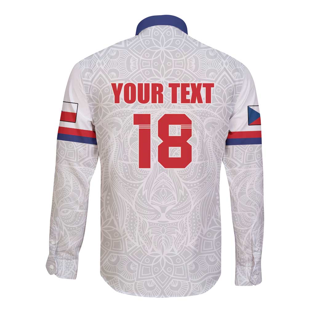 Custom Czech Republic Football White Version Long Sleeve Button Shirt Go Champion Sporty Style LT18