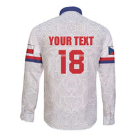 Custom Czech Republic Football White Version Long Sleeve Button Shirt Go Champion Sporty Style LT18
