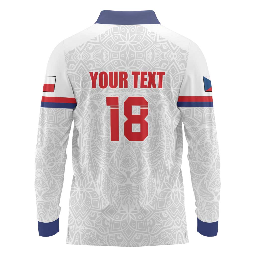 Custom Czech Republic Football White Version Long Sleeve Polo Shirt Go Champion Sporty Style LT18