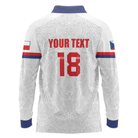 Custom Czech Republic Football White Version Long Sleeve Polo Shirt Go Champion Sporty Style LT18