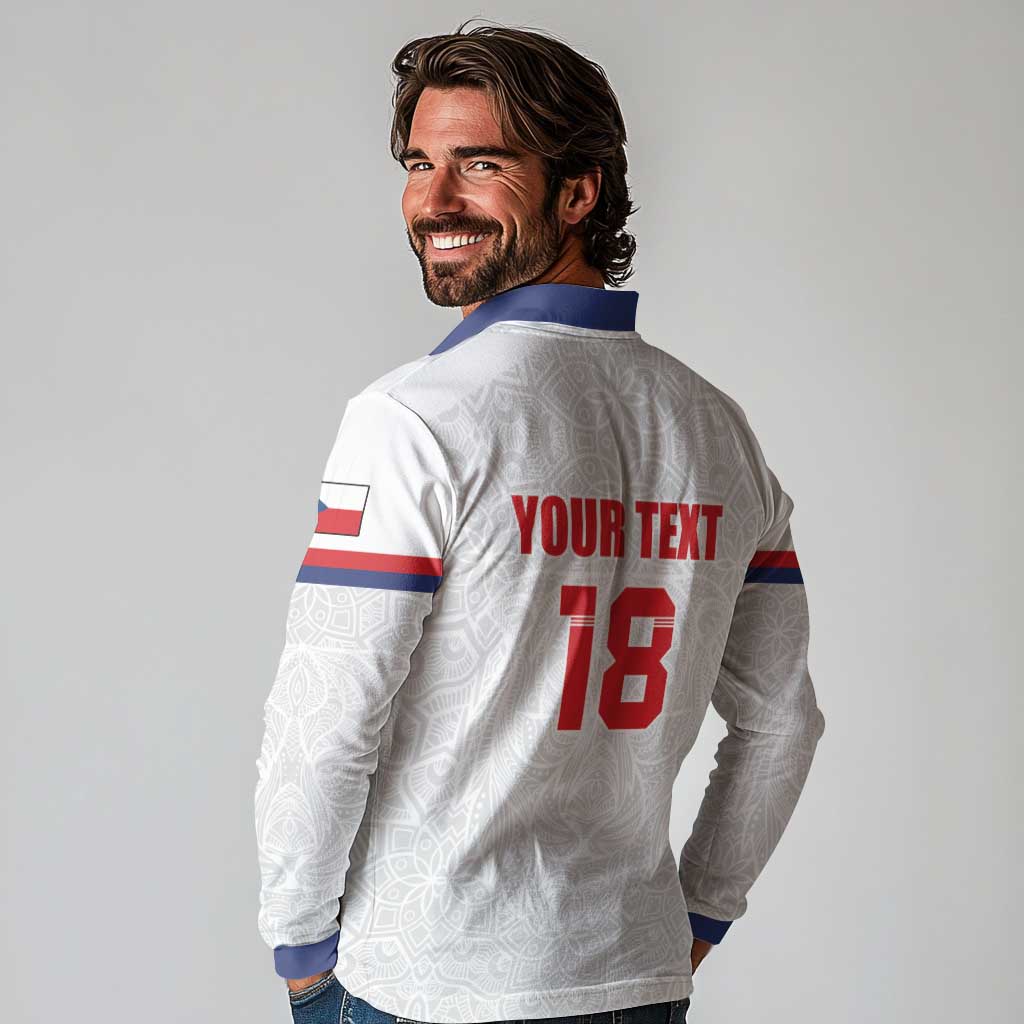 Custom Czech Republic Football White Version Long Sleeve Polo Shirt Go Champion Sporty Style LT18