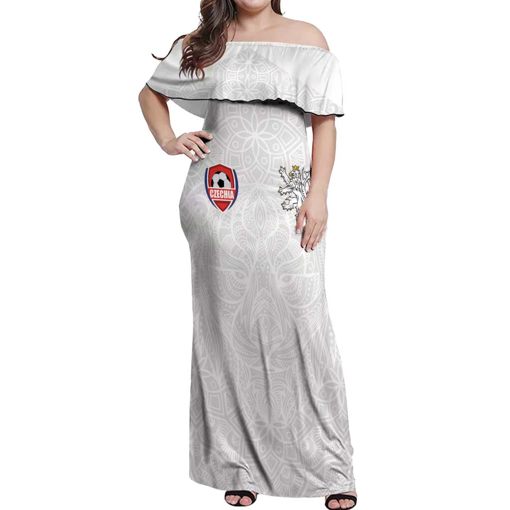Custom Czech Republic Football White Version Off Shoulder Maxi Dress Go Champion Sporty Style LT18