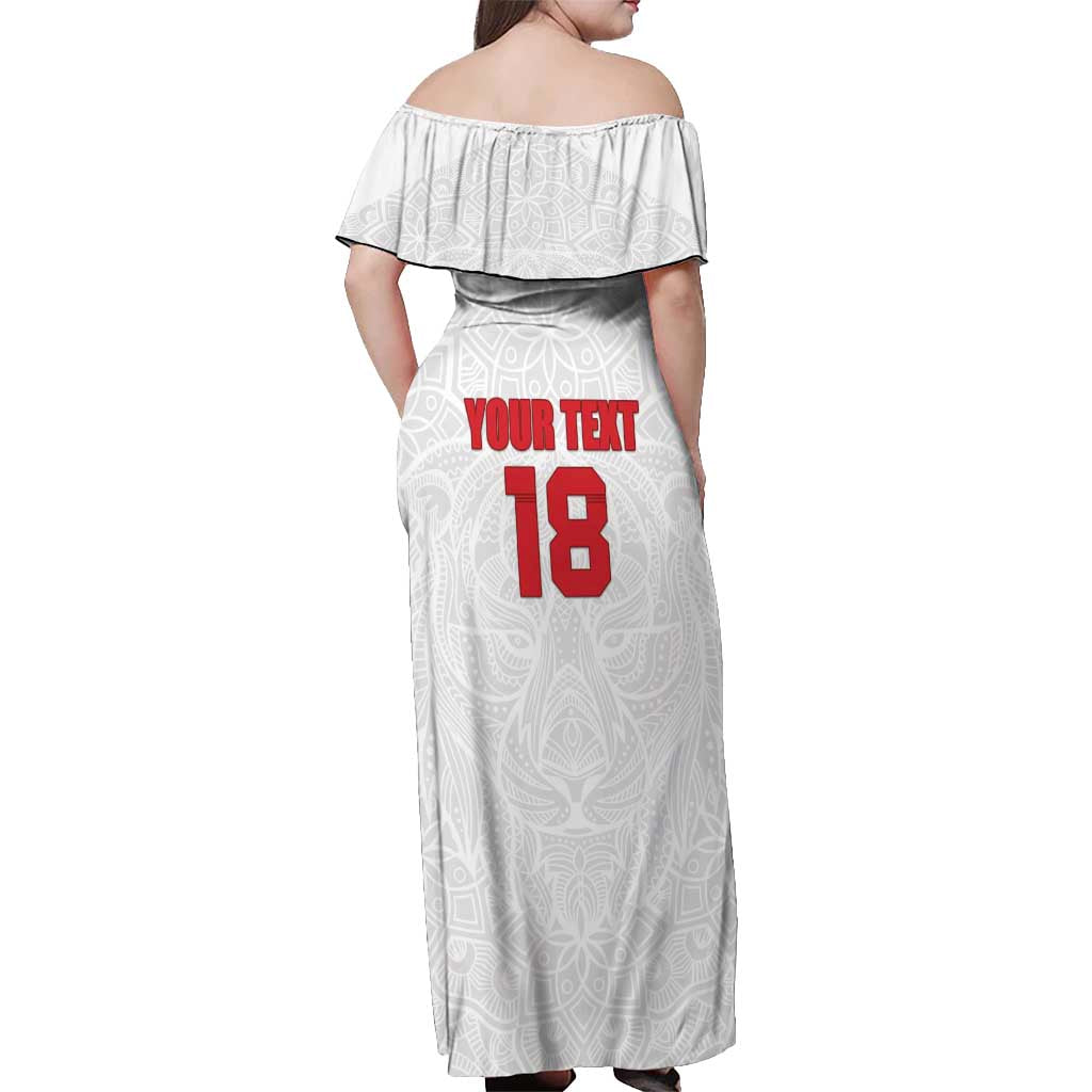 Custom Czech Republic Football White Version Off Shoulder Maxi Dress Go Champion Sporty Style LT18