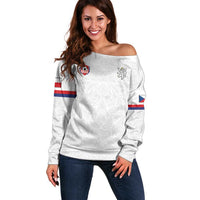 Custom Czech Republic Football White Version Off Shoulder Sweater Go Champion Sporty Style LT18