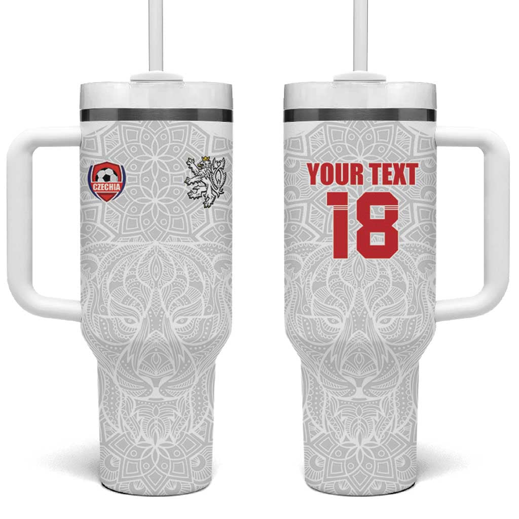 Custom Czech Republic Football White Version Tumbler With Handle Go Champion Sporty Style LT18