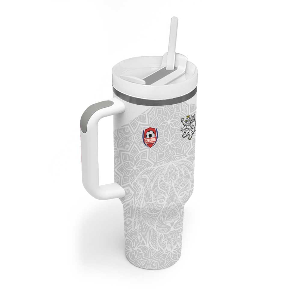 Custom Czech Republic Football White Version Tumbler With Handle Go Champion Sporty Style LT18