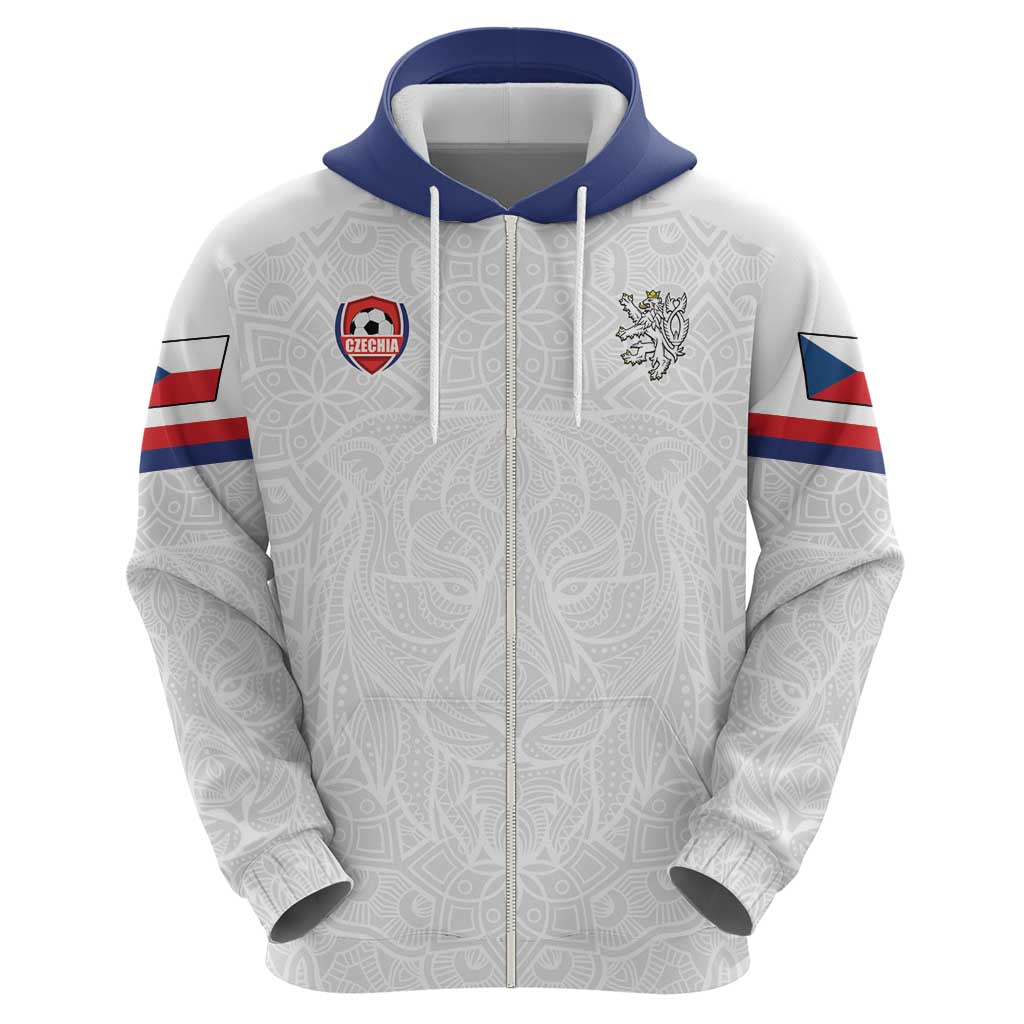 Custom Czech Republic Football White Version Zip Hoodie Go Champion Sporty Style LT18