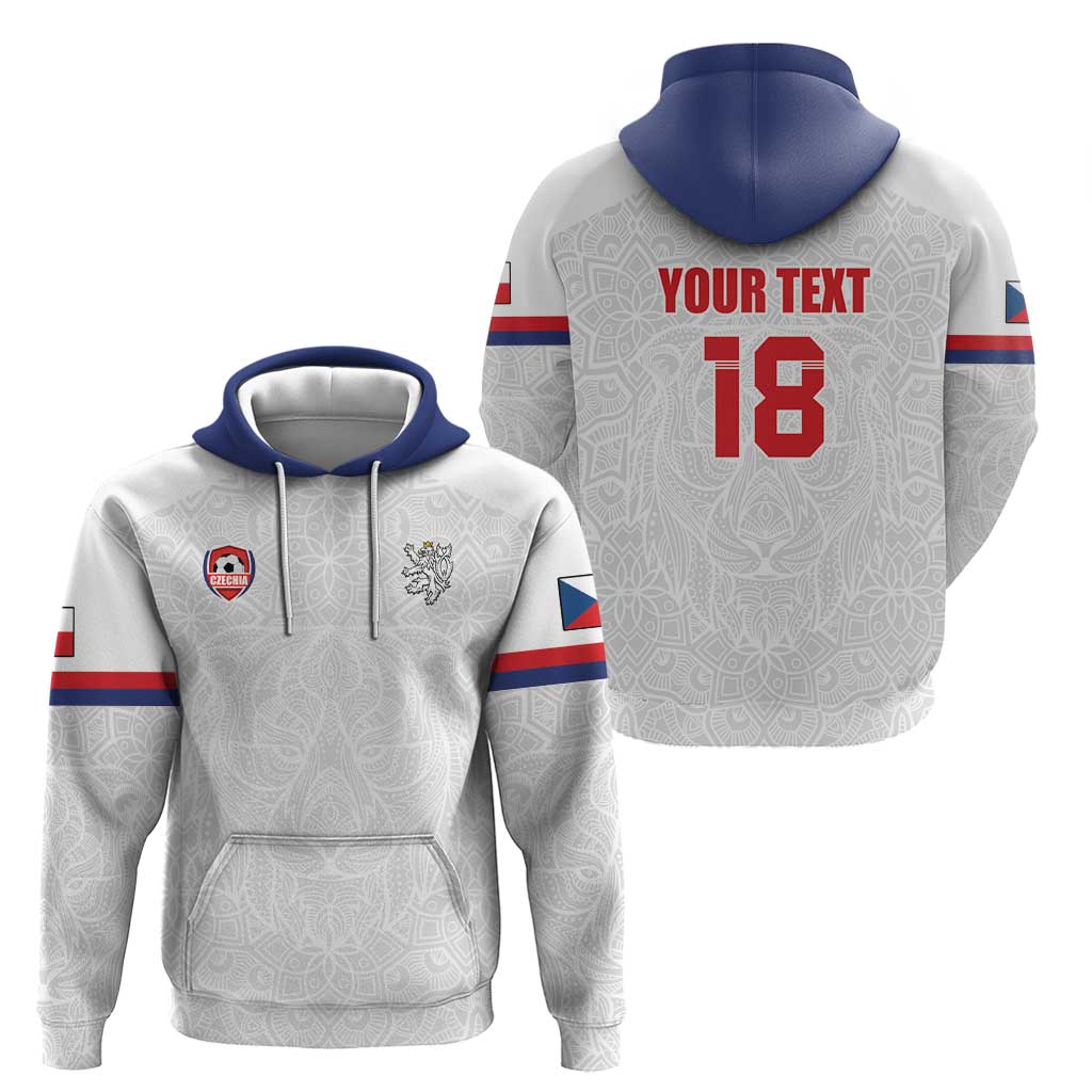Custom Czech Republic Football White Version Zip Hoodie Go Champion Sporty Style LT18