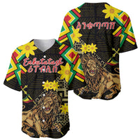 Ethiopia Enkutatash Lion of Judah Baseball Jersey With Folk Pattern - Wonder Print Shop