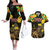 Ethiopia Enkutatash Lion of Judah Couples Matching Off The Shoulder Long Sleeve Dress and Hawaiian Shirt With Folk Pattern - Wonder Print Shop