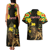 Ethiopia Enkutatash Lion of Judah Couples Matching Tank Maxi Dress and Hawaiian Shirt With Folk Pattern - Wonder Print Shop