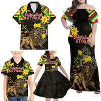 Ethiopia Enkutatash Lion of Judah Family Matching Off Shoulder Maxi Dress and Hawaiian Shirt With Folk Pattern - Wonder Print Shop