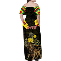 Ethiopia Enkutatash Lion of Judah Family Matching Off Shoulder Maxi Dress and Hawaiian Shirt With Folk Pattern - Wonder Print Shop