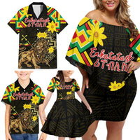 Ethiopia Enkutatash Lion of Judah Family Matching Off Shoulder Short Dress and Hawaiian Shirt With Folk Pattern - Wonder Print Shop